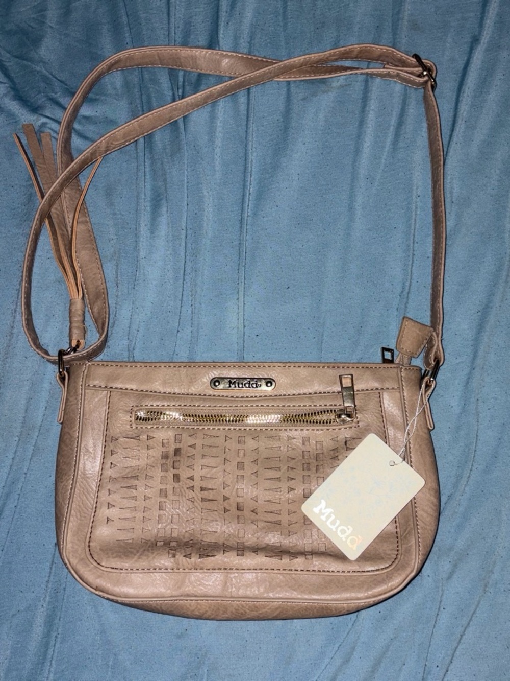Mudd Taupe Crossbody with Woven-Texture Front